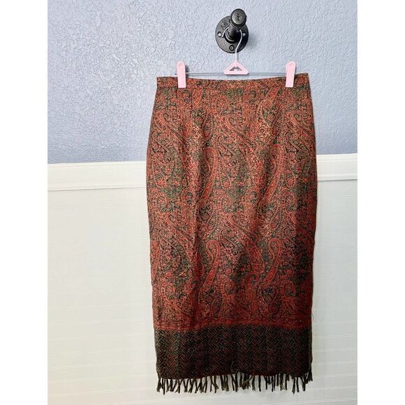 Nouveaux Vintage Skirt  Straight Pencil Lined Beads Paisley - Picture 2 of 10